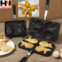 Poêle à Taiyaki 2, 3 ou 4 poissons, antiadhésive, pour gaufres, mini-œufs et crêpes, ensemble de cuisson