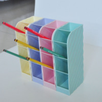 Personnalisé 4 plastique rose/bleu/vert/jaune acrylique bureau école étudiant crayon stylo organisateur support de bureau pour bureau