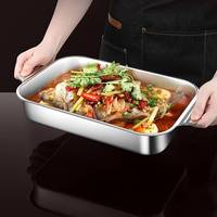 Panci Pizza persegi panjang baja tahan karat nampan panggang Bbq panci roti untuk memanggang datar bawah piring ikan Set Cheesecake dalam tidak lengket