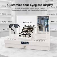 Présentoir pliable pour lunettes avec rétroéclairage LED blanc, tiroir miroir, support multi-prises, support de cadre, logo personnalisé, présentoir de comptoir pour opticien