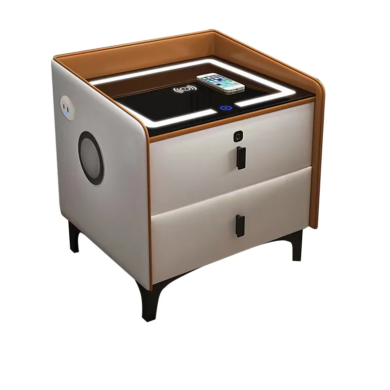 Nouvelle table d'appoint chambre à coucher à la mode maison intelligente meubles de charge sans fil tables de chevet haut-parleur BT armoire de chevet