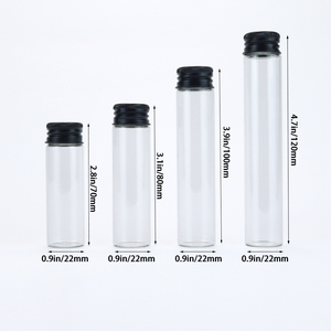 Child-resistant Water-Proof Multiple Lengths Clear Glass <b>Tube</b> for Rolled Cone <b>Cigarette</b> Storage with Aluminum Screw Lid - Product Image 1