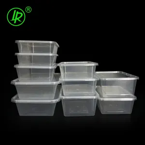 LR 500ml 650ml 750ml 950ml 1000ml Rectangle Clear Transparent Pp Disposable Plastic Lunch Box Food Container Disposable With Lid