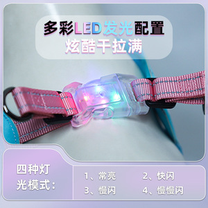 Ensemble laisse et harnais lumineux LED pour chien, taille moyenne, sangle de poitrine pour animaux de compagnie avec design réfléchissant et ajustement confortable - Product Image 3