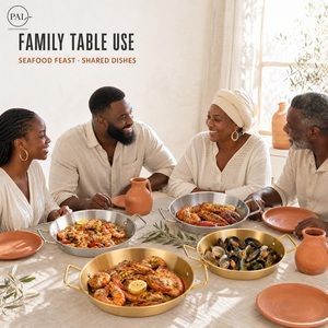 Assiettes <span class=keywords><strong>de</strong></span> service à double poignée en acier inoxydable, lot <span class=keywords><strong>de</strong></span> 10, pour usage domestique et commercial, idéales pour les fruits <span class=keywords><strong>de</strong></span> <span class=keywords><strong>mer</strong></span> et le curry - Product Image 2