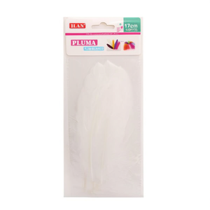 Piume bianche ILAN Pluma 17 cm per artigianato e decorazioni - Product Image 1