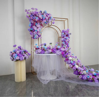 Bouquet de fleurs artificielles en soie bleu violet pour centre de table de mariage, arrangements floraux, décoration de chemin de table de mariage