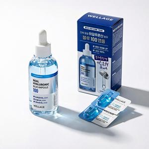 Sérum Wellage Real Hyaluronic Blue Ampoule 100ml pour les soins quotidiens de la peau, tous types de peau - Product Image 1