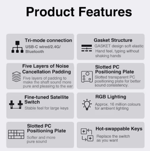 aula S87PRO Gray Wired Mechanical Keyboard 87Keys desktop Laptop RGB Backlit Anti-Ghosting <b>USB</b> Type-<b>C</b> Hot-Swap Gasket Structure - Product Image 5