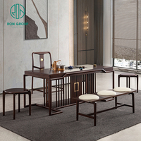 Vente en gros, meubles de salon de style chinois classique, rectangle kung fu, table à thé en bois massif et ensemble de chaises