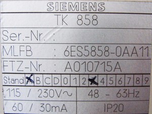 TK 858 6ES5858-0AA11 E-Stand: <span class=keywords><strong>A3</strong></span> Telecomunicazioni - Usato - Product Image 3