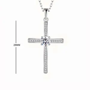 Ingrosso gioielli croce ciondolo collane 925 argento Sterling zircone nichel libero cromo Turquois intarsio argento croce alla moda
