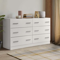 Armoire de rangement en bois blanc moderne et durable avec 6 tiroirs coulissants en métal, 3 niveaux, pour salon et chambre à coucher (vente en gros)