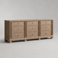 Commode à 9 tiroirs en bois massif artisanal, style moderne et luxueux, avec quincaillerie métallique, pour salon et chambre, décoration haut de gamme pour villa