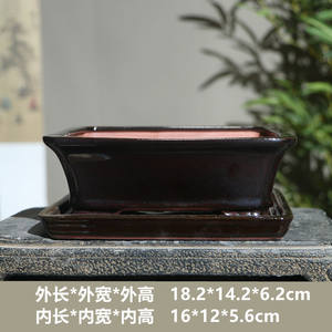 Vasi di fiori rettangolari ovali smaltati in argilla <span class=keywords><strong>viola</strong></span> classici vasi Bonsai in ceramica vassoi/Base per Bonsai <span class=keywords><strong>da</strong></span> tavolo/giardinaggio contenitore - Product Image 2