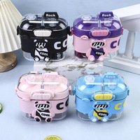 Gobelet réutilisable pour enfants C189, motif ours de dessin animé, bouteille d'eau en plastique pour enfants, écologique, double ouverture pour boire, gobelet d'eau pour enfants