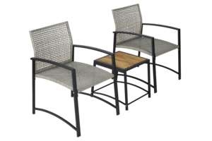 [BeNK] Ensemble bistrot moderne en rotin et métal résistant aux intempéries, 3 pièces, pour bord de plage, véranda, jardin, cour, prêt à être expédié - Product Image 3