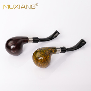 MUXIANG Wooden Tobacco Pipe Bent Type Deep Red Glossy Briar Wood Handmade Smoking Pipe - Product Image 4