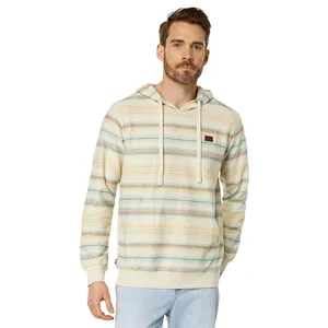 OEM Wholesale Custom Fashion Crewneck Striped Hooded Sweatshirt Relaxed Fit Hoodie Comfort Fleece Hoodies For Men