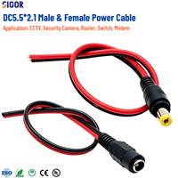 Câble d'alimentation CC mâle-femelle DC5.5*2.1 12V 24V en cuivre sans oxygène, fil rouge et noir pour caméra de sécurité CCTV, routeur, commutateur, modem