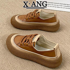 Baskets blanches à semelle épaisse pour femmes, mocassins décontractés en cuir souple antidérapants pour le printemps/été, nouvelles chaussures de marche - Product Image 3