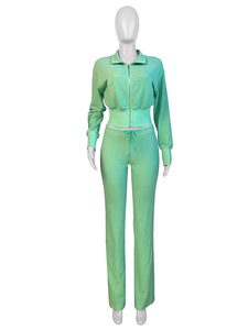 Nouvelle Collection Automne <span class=keywords><strong>Hiver</strong></span> 2026 Femme : Ensemble 2 Pièces Tendance – Veste Sweat-shirt Gaufrée Zippée et Pantalon Coordonné - Product Image 5
