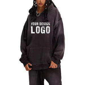 Sudadera Extra Grande para Mujer, Estilo Americano, Color Degradado, Moda Casual, Hombros Caídos, Estilo Vintage Lavado - Product Image 1