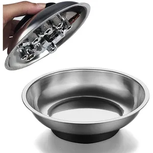 Dailymag 4" Magnetic Bowl Round Magnetic Tray Dish Stainless Steel Garage Holder Tool With Powerful Rubber-protected Magnet