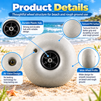Roue de plage gonflable Ary Medical en PVC de 16 pouces, pneu large basse pression, capacité 80 kg, moyeu renforcé, transport extérieur 1