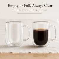 Mug en verre à double paroi, tasse à café transparente avec poignée, tasse à thé en verre, vaisselle pour lait, latte, cappuccino, boissons glacées, vente en gros