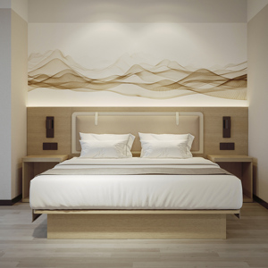 Современная однотонная деревянная пятизвездочная гостиничная мебель для спальни по индивидуальному заказу от производителя для гостиной и спальни - Product Image 1