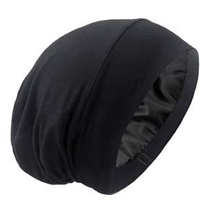 <span class=keywords><strong>Bonnet</strong></span> de nuit ajustable en satin doublé de soie, style slouchy, pour homme, idéal pour le sommeil et l'usage quotidien - Product Image 4