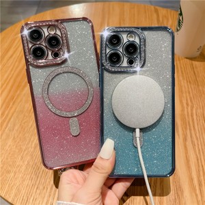 Custodia per telefono trasparente magnetica con glitter graduale e design a lente laterale con diamanti di lusso, in TPU, per <span class=keywords><strong>iPhone</strong></span> 16 <span class=keywords><strong>Plus</strong></span> 15 14 13 12 11 Pro Max - Product Image 2