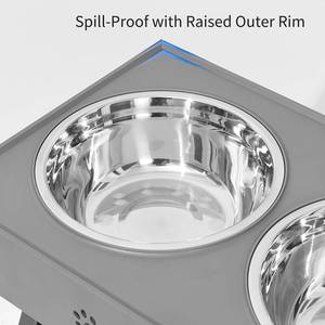 <span class=keywords><strong>Station</strong></span> d'alimentation pour chien en acier inoxydable anti-déversement avec bord extérieur surélevé <span class=keywords><strong>3</strong></span> hauteurs 2.8 "8" 12 ''Bol pour chien surélevé pliable noir - Product Image 4