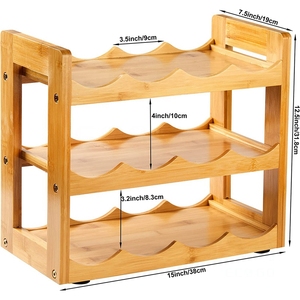 Contenedor de soporte para botella de agua de bambú, estante de almacenamiento para botellas de agua, organizador de botellas de agua de 3 niveles - Product Image 4