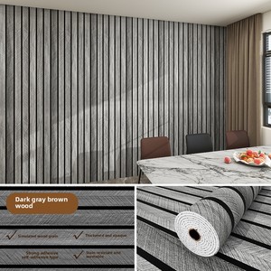 Sunsbuild High Quality High Performance Wood Slat Wallpaper Waterproof Peel Stick Design For Modern Living Room Wall Decoration - Product Image 2