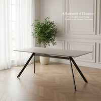 Mueble de Hogar Extensible y Plegable, Moderno, de Lujo, con Cubierta de Cerámica Rectangular Delgada y Patas de Acero Inoxidable, Ecológico