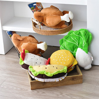 Jouets en peluche pour animaux de compagnie en forme de hamburger au poulet grillé au design mignon, jouets à couiner pour mâcher, accessoires pour chiens