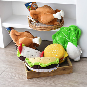 Design carino pollo alla griglia a forma di <span class=keywords><strong>Hamburger</strong></span> di peluche peluche giocattoli cigolanti accessori da masticare per cani - Product Image 3