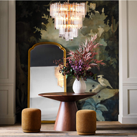 Lustre en verre moderne du milieu du siècle, luminaire suspendu en cristal, 28 pouces, LED à intensité variable, blanc chaud, structure en fer, garantie de 3 ans