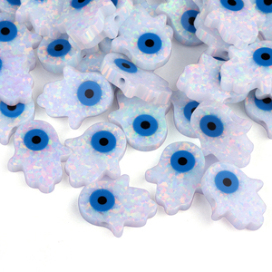 En Stock 11x13mm sintético OP17 blanco Hamsa azul <span class=keywords><strong>mal</strong></span> <span class=keywords><strong>de</strong></span> <span class=keywords><strong>ojo</strong></span> ópalo piedra <span class=keywords><strong>para</strong></span> la fabricación <span class=keywords><strong>de</strong></span> joyas - Product Image 5