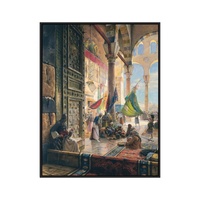 Peinture à l'huile de décoration de maison, originale d'usine, dessin à la main moderne, paysage arabe, Production de masse, toile, art mural islamique