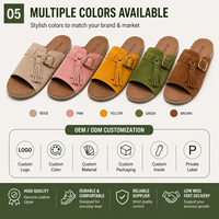 Sandales à enfiler en cuir véritable pour femmes, fabricant OEM ODM, logo personnalisé, pantoufles à marque privée