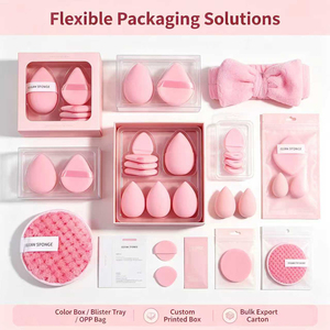 Set di 20 Spugne per Trucco Rosa, Senza Lattice, per Pulizia del Viso, con Logo Personalizzato, Kit di Strumenti Cosmetici per Donne - Product Image 6