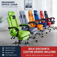 Chaise de bureau ergonomique à dossier haut, pivotante, avec support lombaire, en maille, pour le bureau à domicile