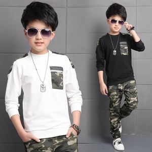 Yeni sonbahar moda kamuflaj çocuklar giyim setleri gençler çocuk Boy askeri üniforma giysi iki parça bir takım pamuk bebek mektup