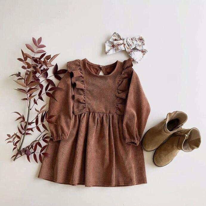 Girls Corduroy Dress - Spring Toddler Kids One Piece