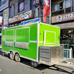 Chariot de nourriture mobile de café remorquable petit camion de crème glacée de hot-dog remorque carrée de nourriture à vendre - Product Image 1