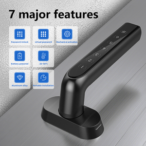 قفل باب ذكي من سبائك الزنك، دخول بدون مفتاح، بصمة الإصبع، كلمة مرور، بطاقة، مفتاح، قفل تلقائي، تصميم مضاد للتطفل لأمان المنزل والمكتب - Product Image 4