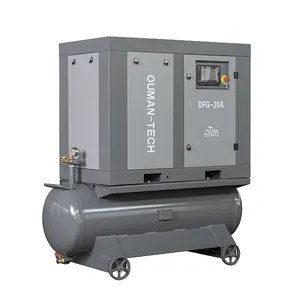 Industrieller Luft kompressor, integriert in Lufttank und Kalt trockner, der in stabilen Fabriken verwendet wird